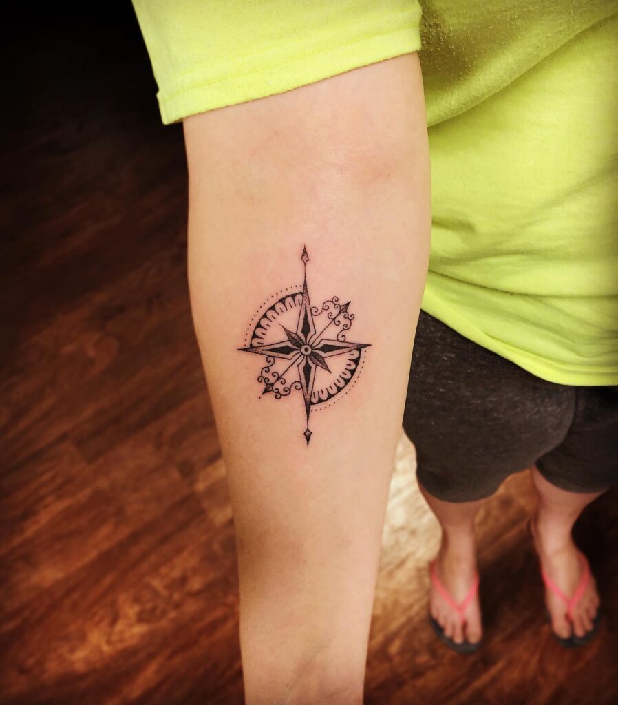 Elegant Ornamental Compass Tattoo timeless compass tattoo designs tattoo