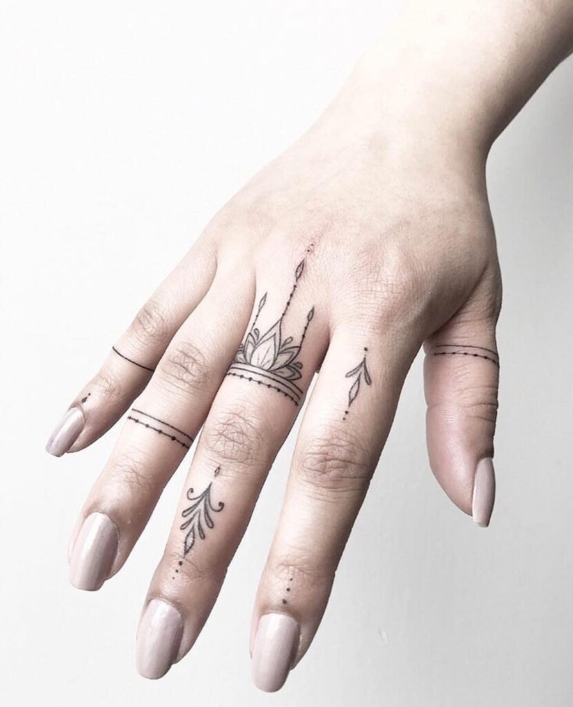 Gothic Cathedral Finger Tattoos