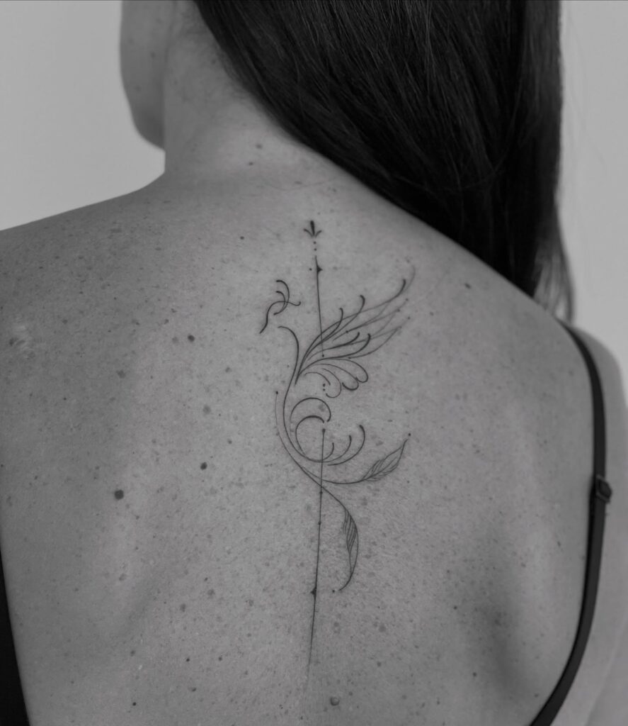 Elegant Phoenix Back Tattoo fine line tattoos for women tattoo