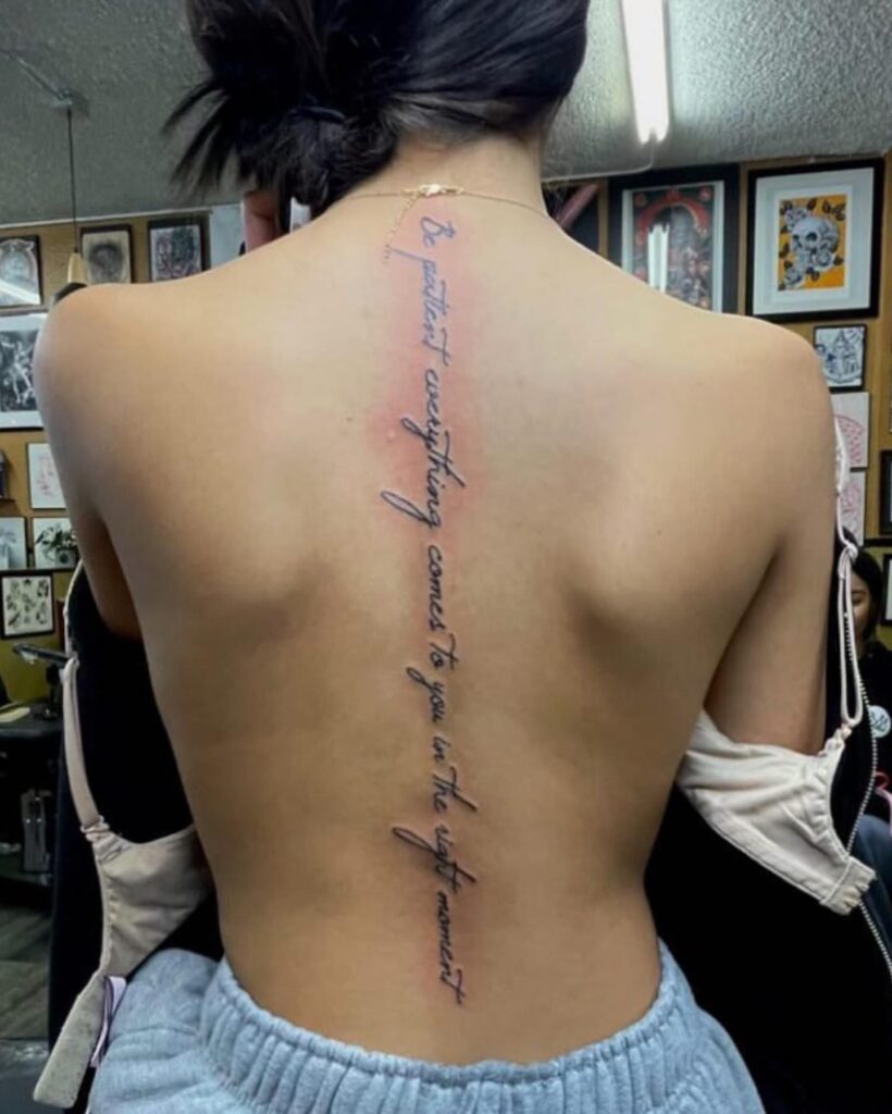 Flowing Floral Cascade Spine Tattoo