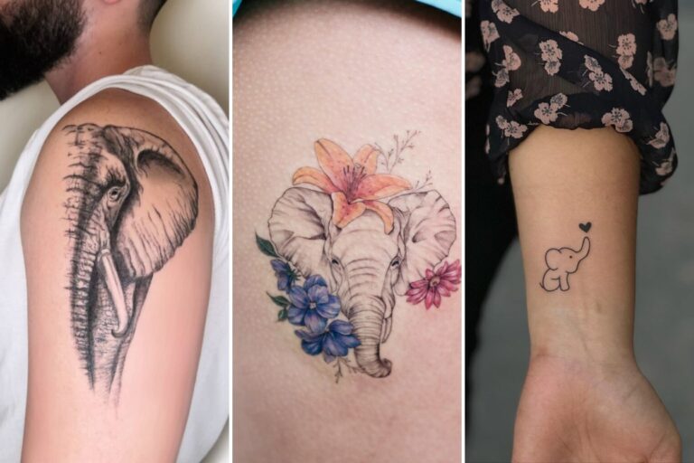 Aesthetic elephant tattoos and delicate ink ideas collage