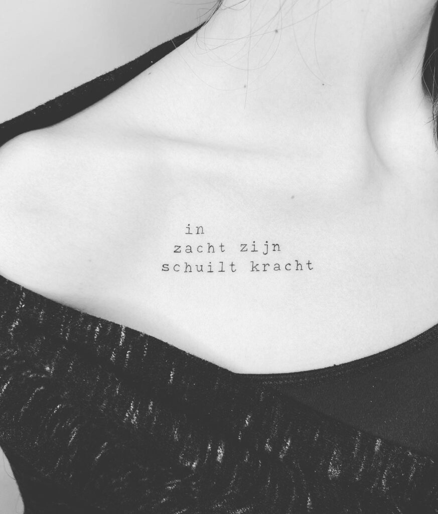 Minimalist Red Rose Collarbone Tattoo
