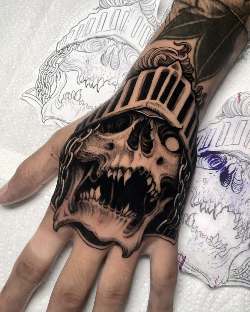 Eternal Captivity Skull Tattoo hand tattoo ideas for guys tattoo