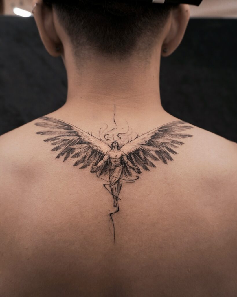 Ethereal Ascending Angel Tattoo angel tattoo ideas tattoo