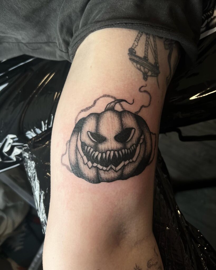 Pumpkin Patch Halloween Scene Tattoo