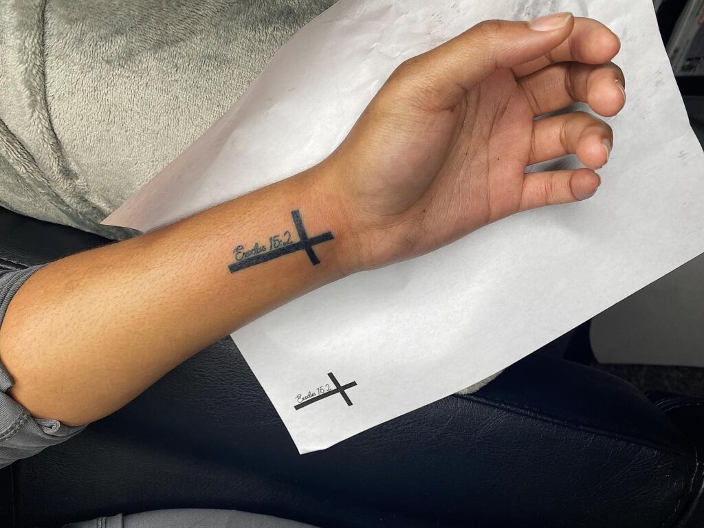 Deuteronomy 31:6 Upper Arm Tattoo with Sun Rays and Clouds bible verse tattoo ideas for men tattoo