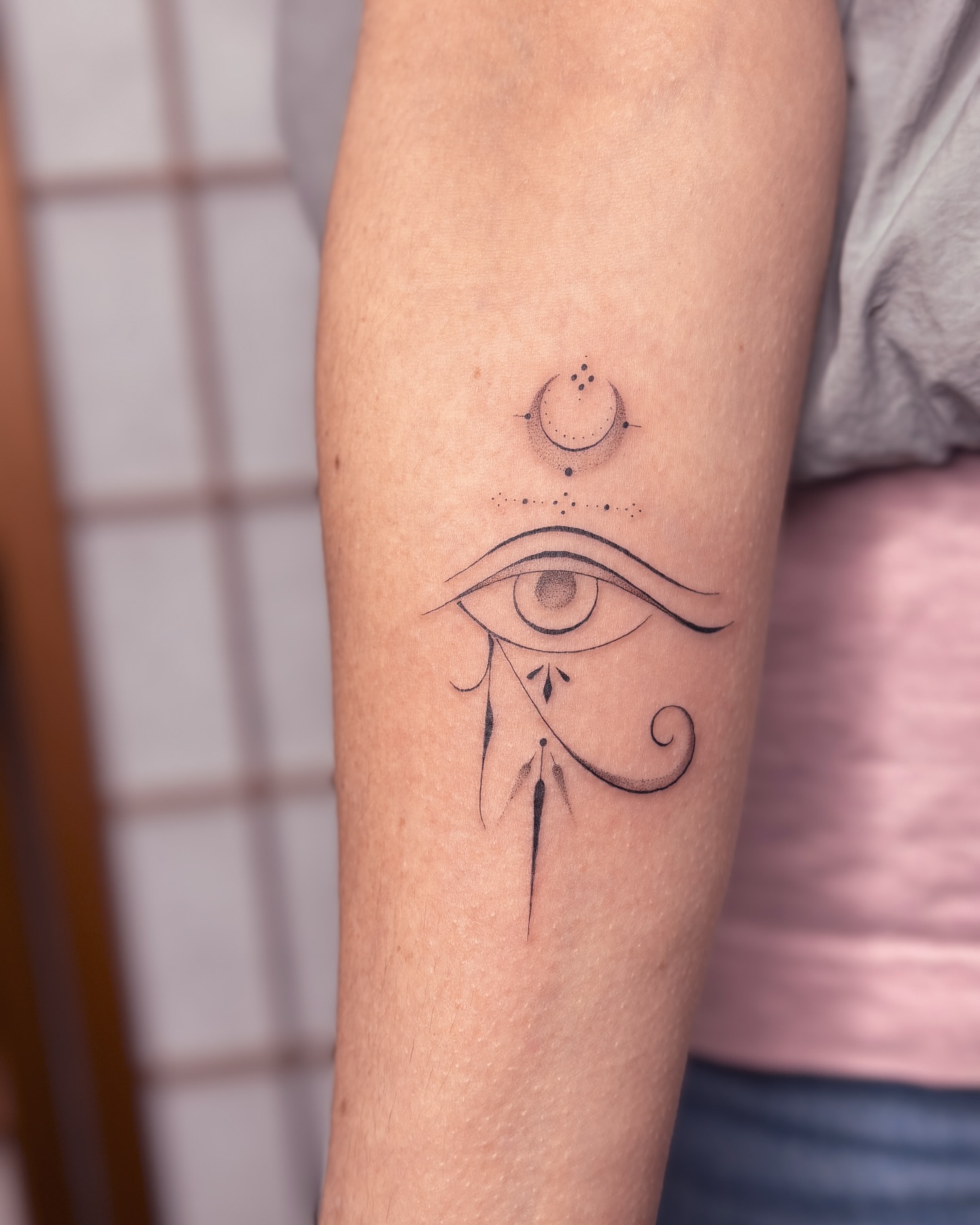 Crescent Moon Eye Of Horus Tattoo