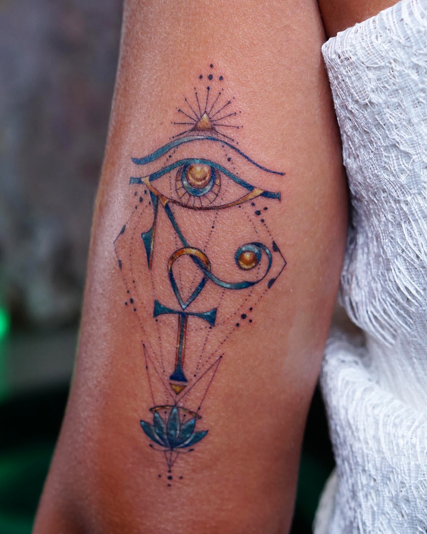 Eye Of Horus Ankh And Lotus Tattoo