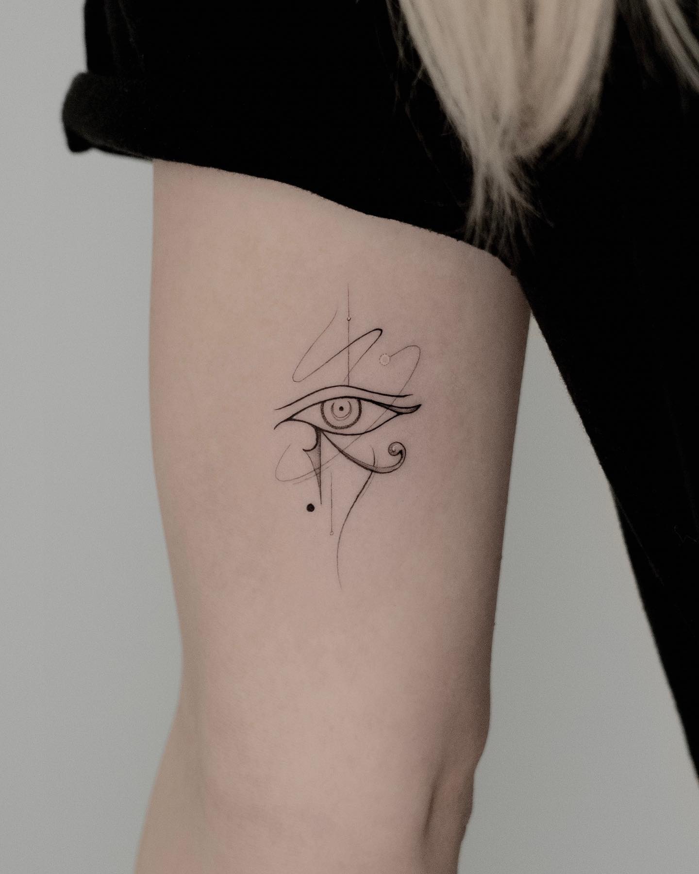 Fine Line Eye Of Horus Tattoo