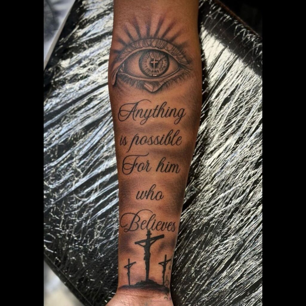 Praying Virgin Mary with Rosary Tattoo christian tattoos tattoo
