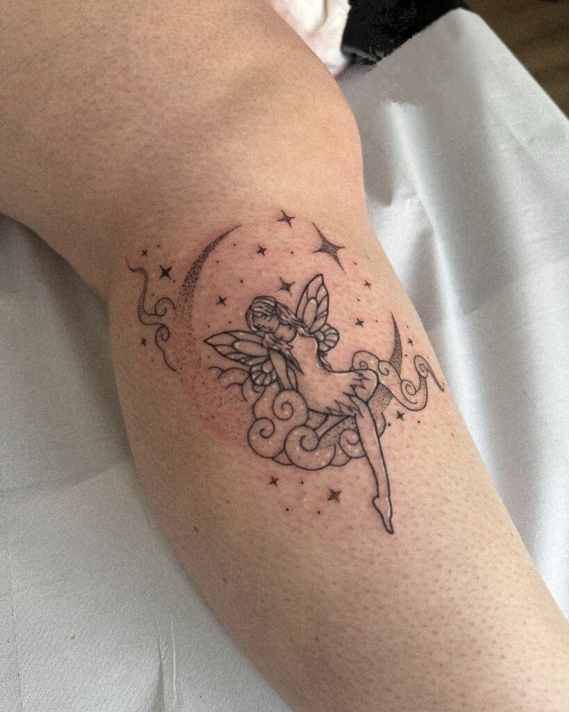 Fairy and Crescent Moon Tattoo moon tattoos tattoo