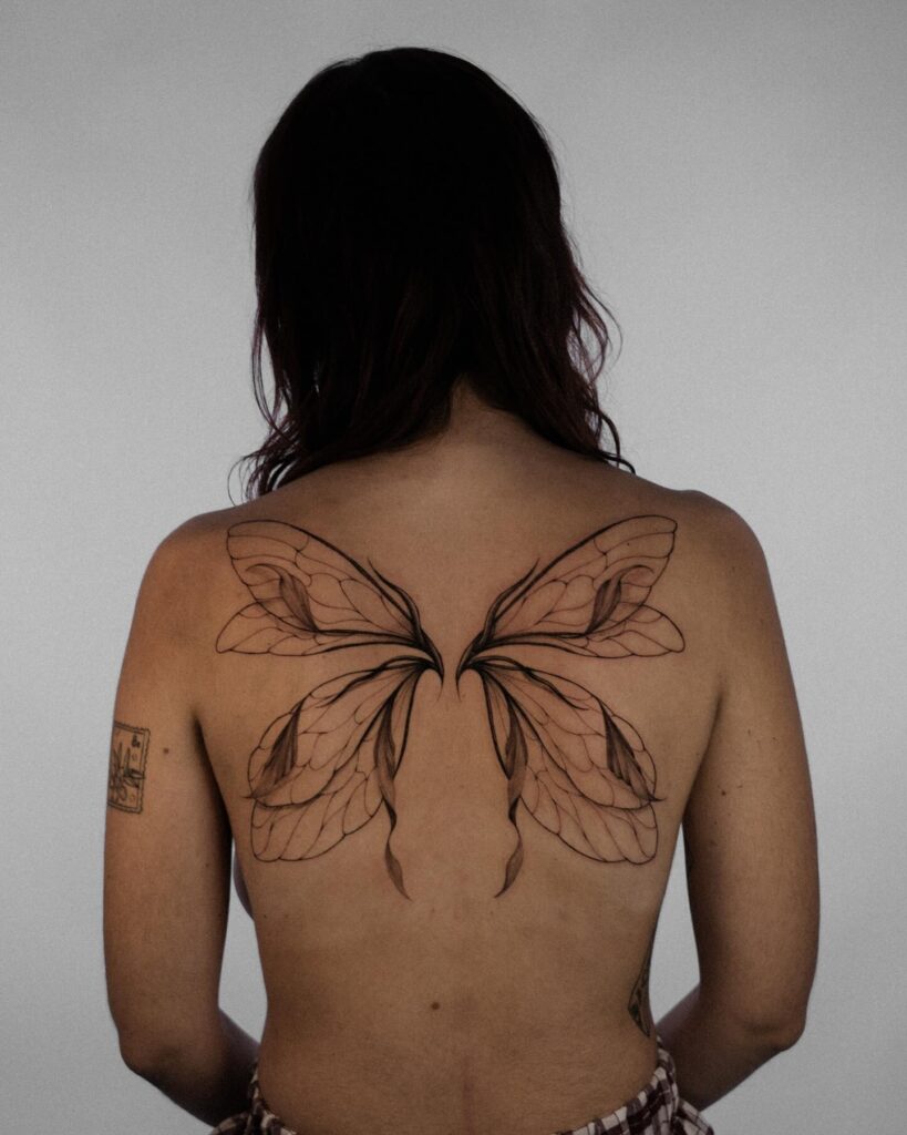 Cherry Blossom Dragon Back Tattoo