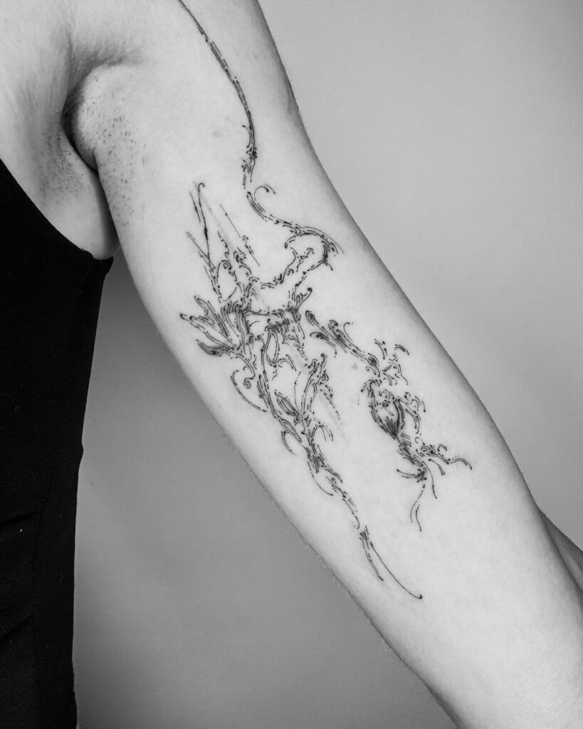 Ink-Wash Dragon Tattoo ethereal tattoos tattoo