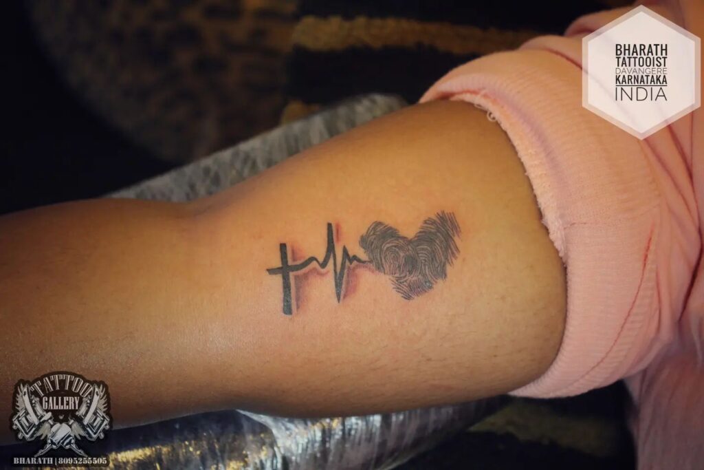 Couple’s Fingerprint Heart Tattoo with Names & Red Heart fingerprint tattoos tattoo