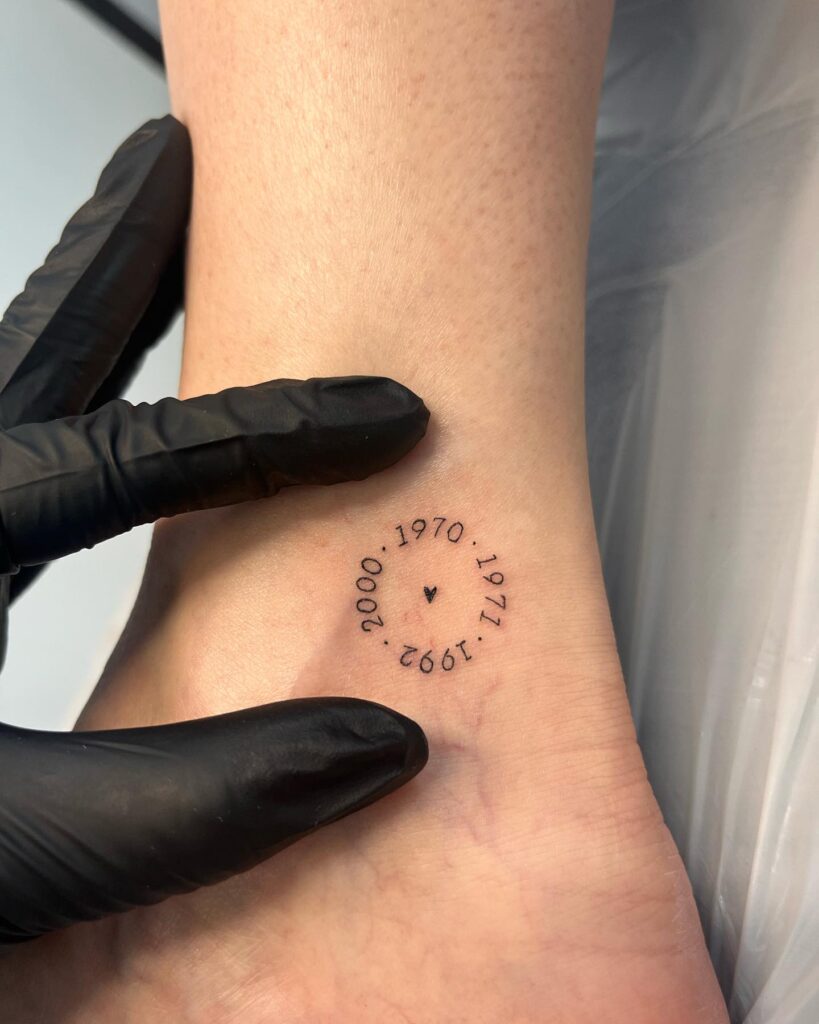 Family Birth Year Circle Tattoo with Heart little tattoos for women with meaning tattoo