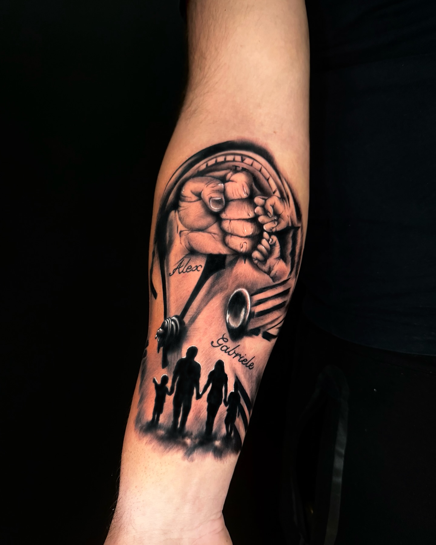 Family Hands and Silhouette Tribute Tattoo family tattoos for men tattoo