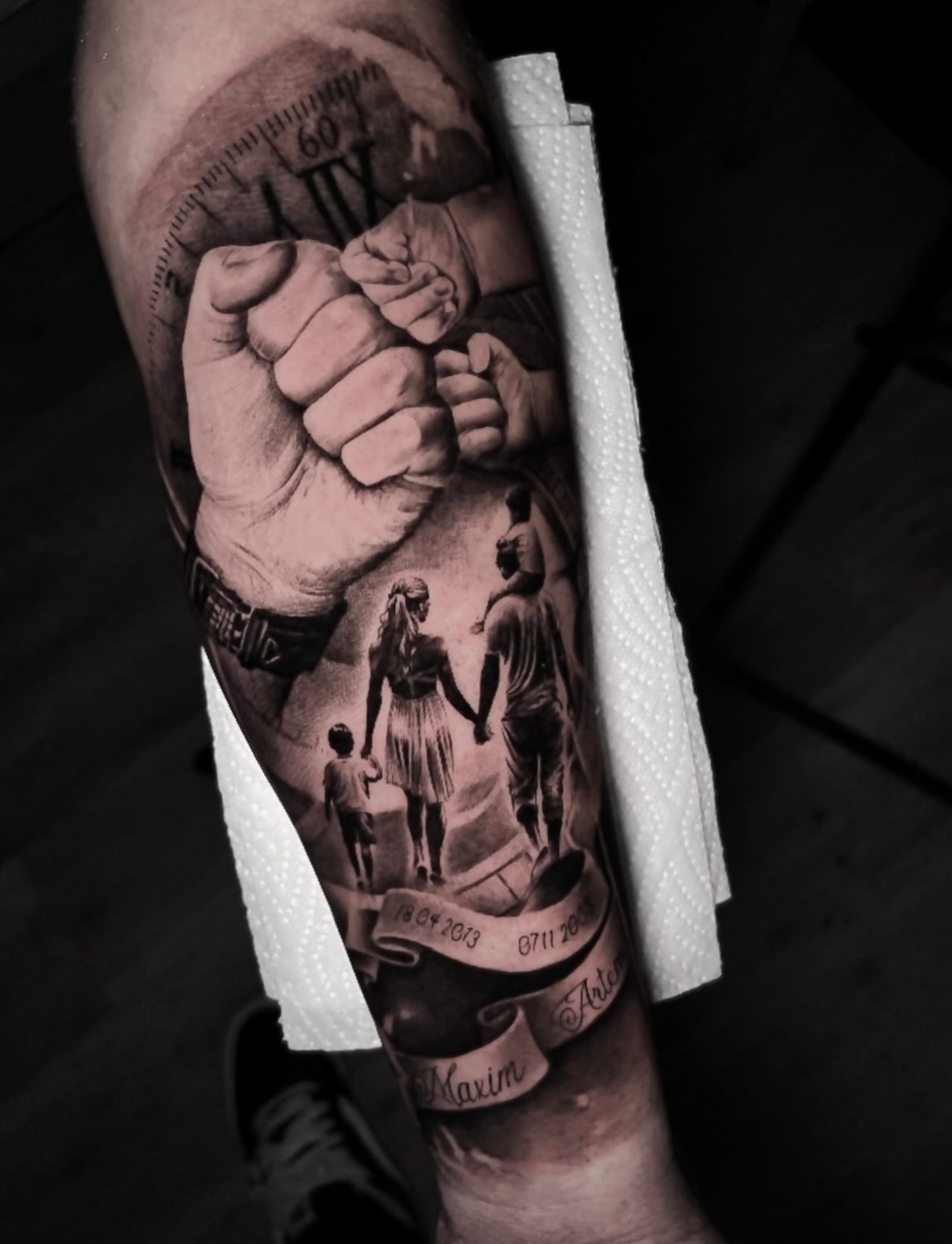 Family Journey Realistic Sleeve Tattoo family tattoos for men tattoo