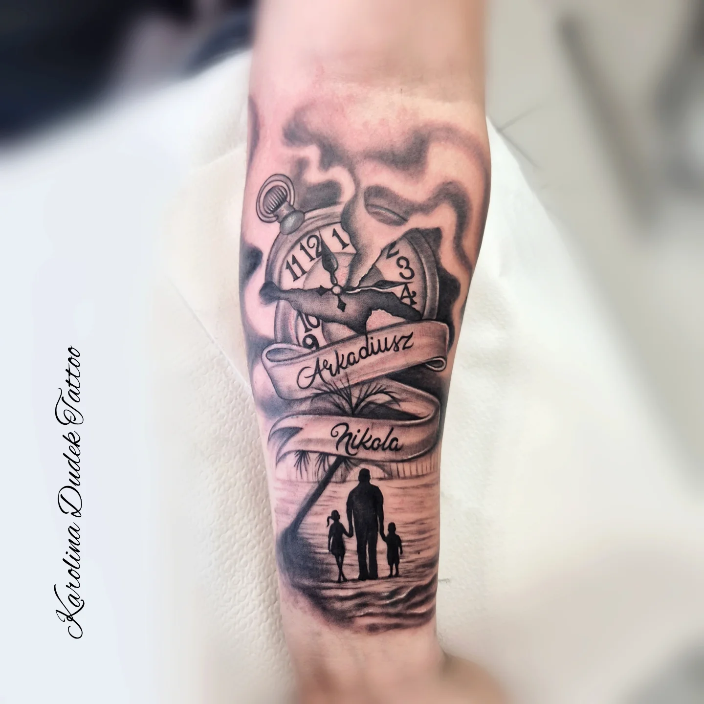 Family Names Clock Memory Tattoo family tattoos for men tattoo