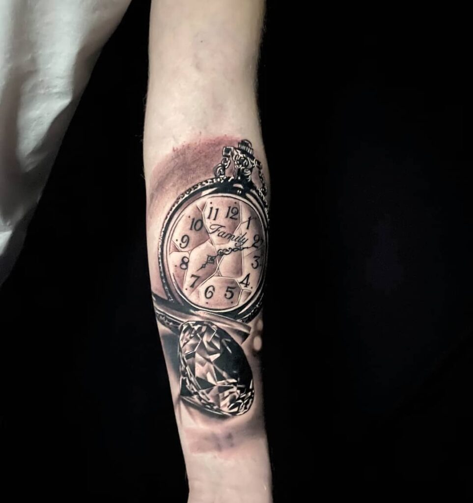 Heart-Shaped Pocket Watch Tattoo for Children pocket watch tattoos tattoo