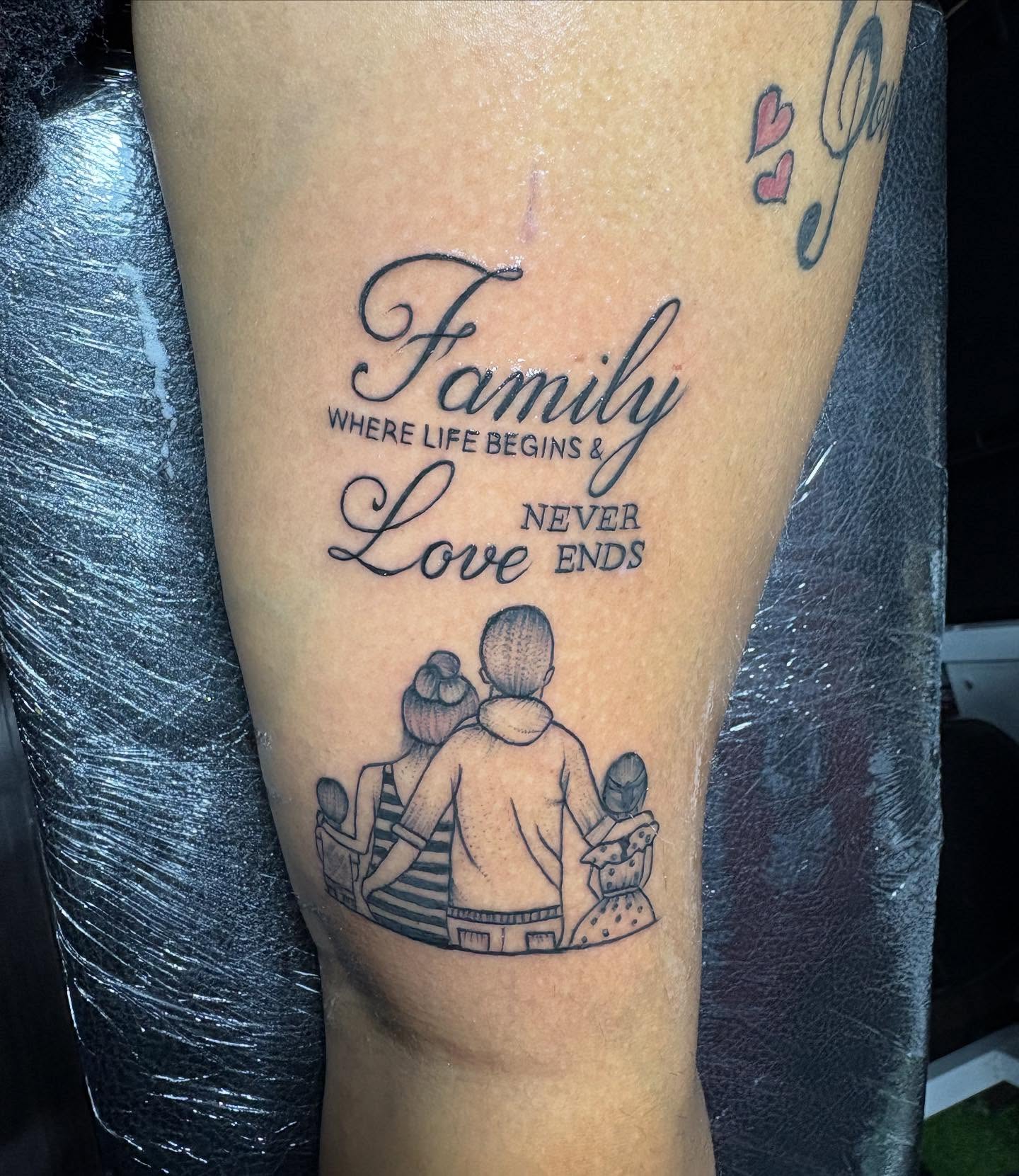 Family Quote and Portrait Tattoo family tattoos tattoo
