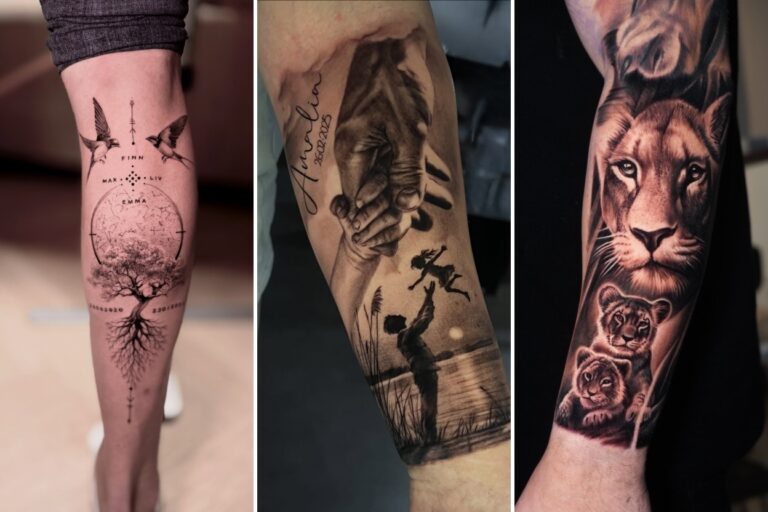 Aesthetic family tattoos for men and delicate ink ideas collage