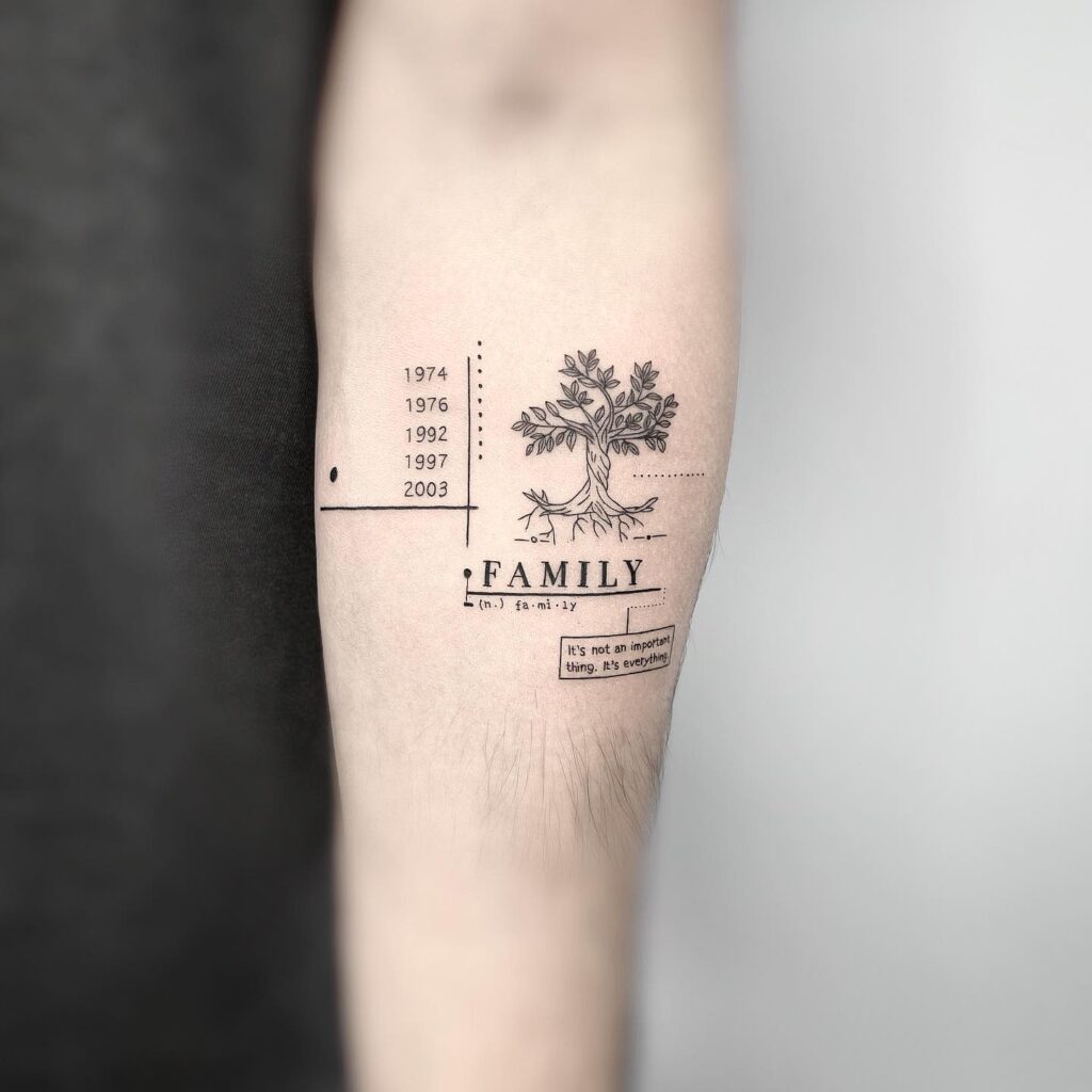 Family Tree and Dates Tattoo family tattoos for men tattoo