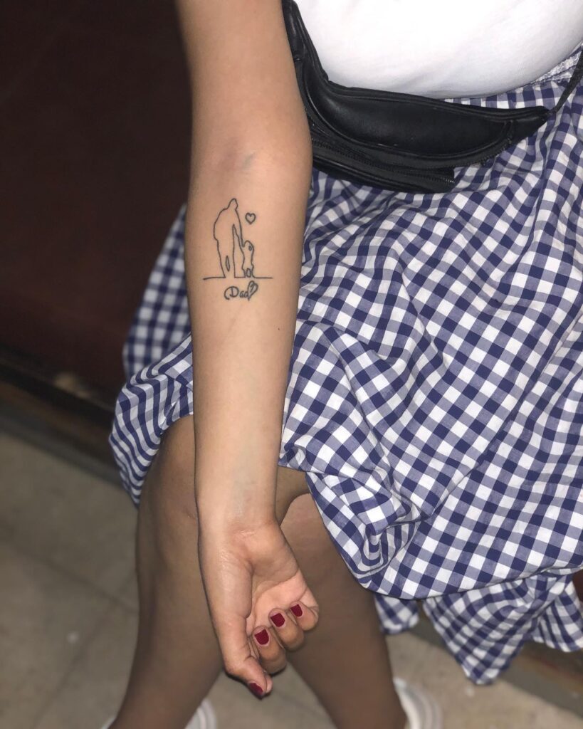 Father and Child Outline Tattoo dad tattoo ideas tattoo