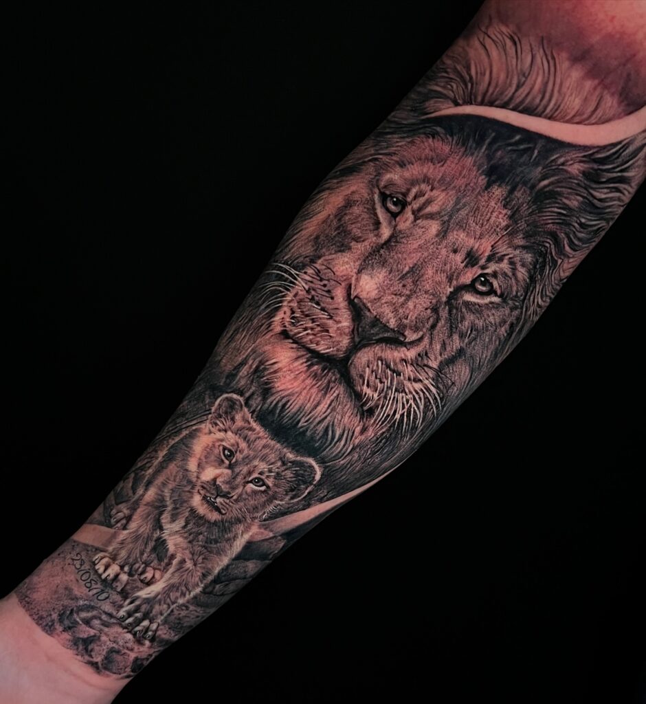 Father and Cub Lion Tattoo dad tattoo ideas tattoo