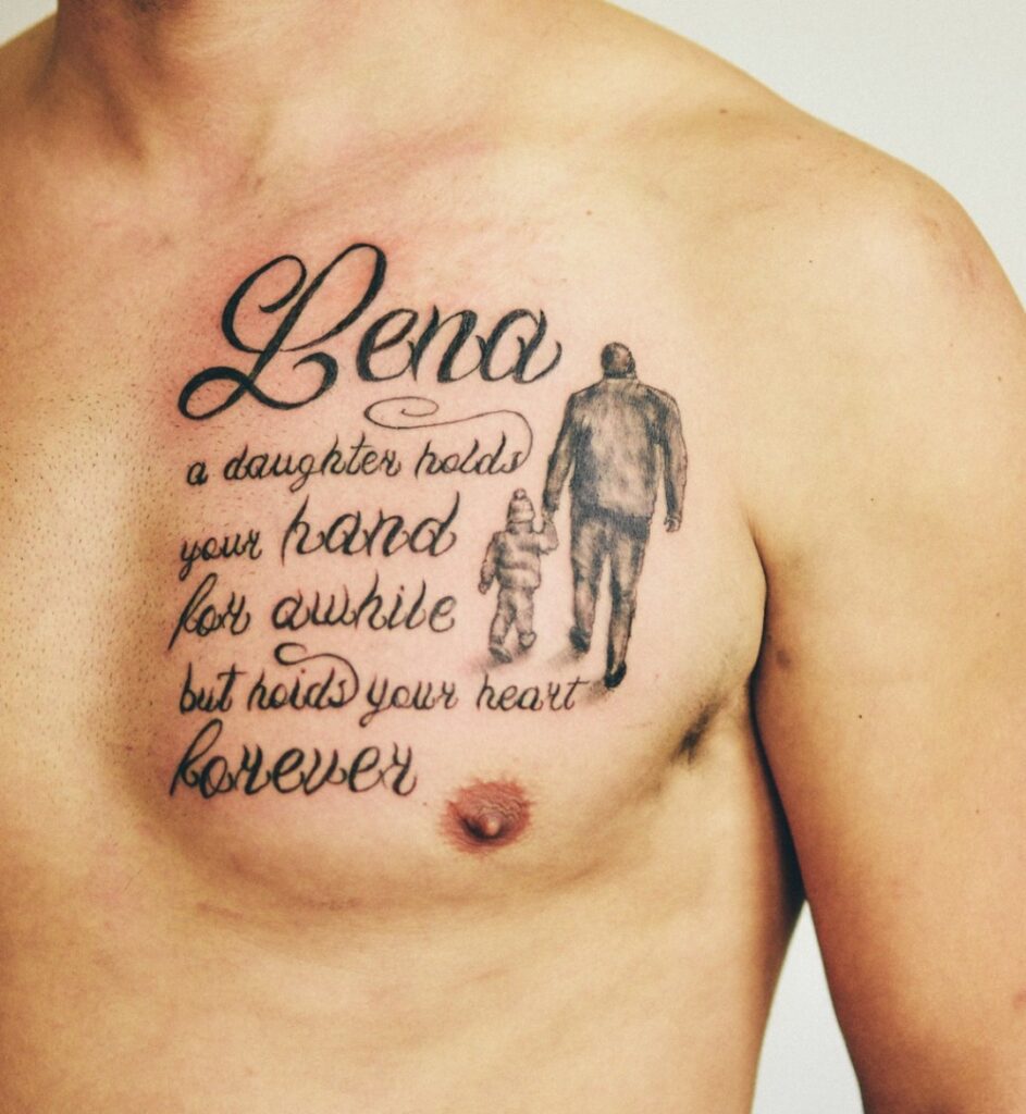 Father and Daughter Chest Tattoo father daughter tattoos tattoo