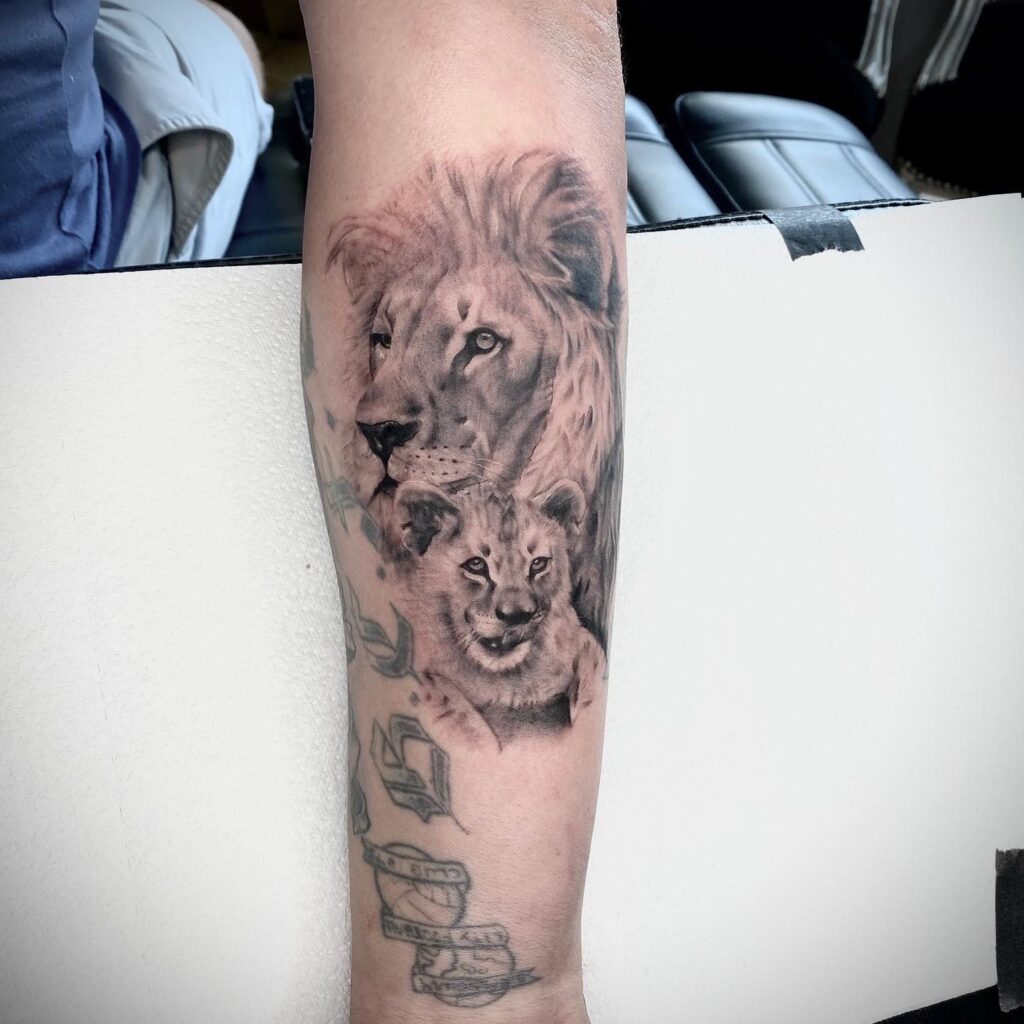 Father and Daughter Lion Tattoo father daughter tattoos tattoo