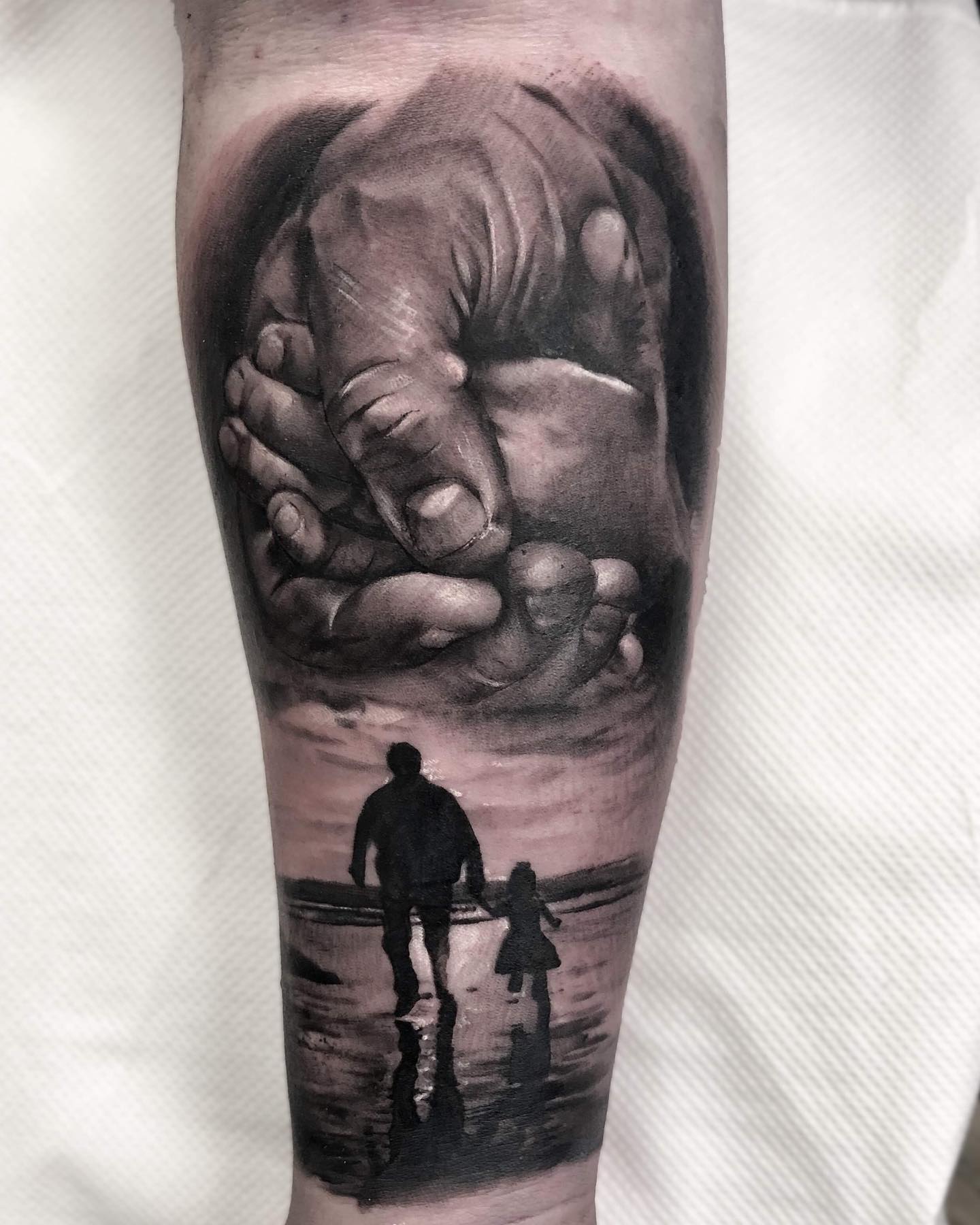 Framed Father and Daughter Portrait Tattoo father daughter tattoos ideas tattoo