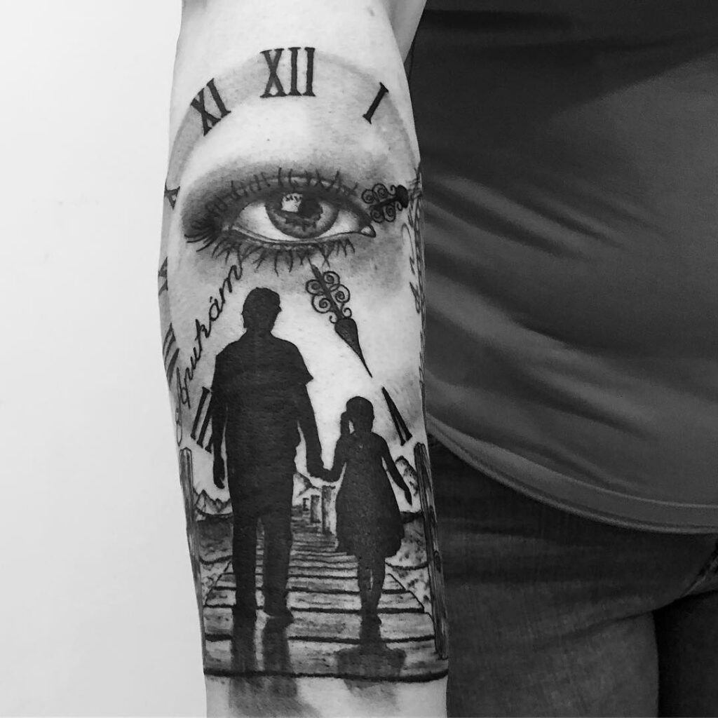Father and Daughter Timepiece Tattoo father daughter tattoos tattoo