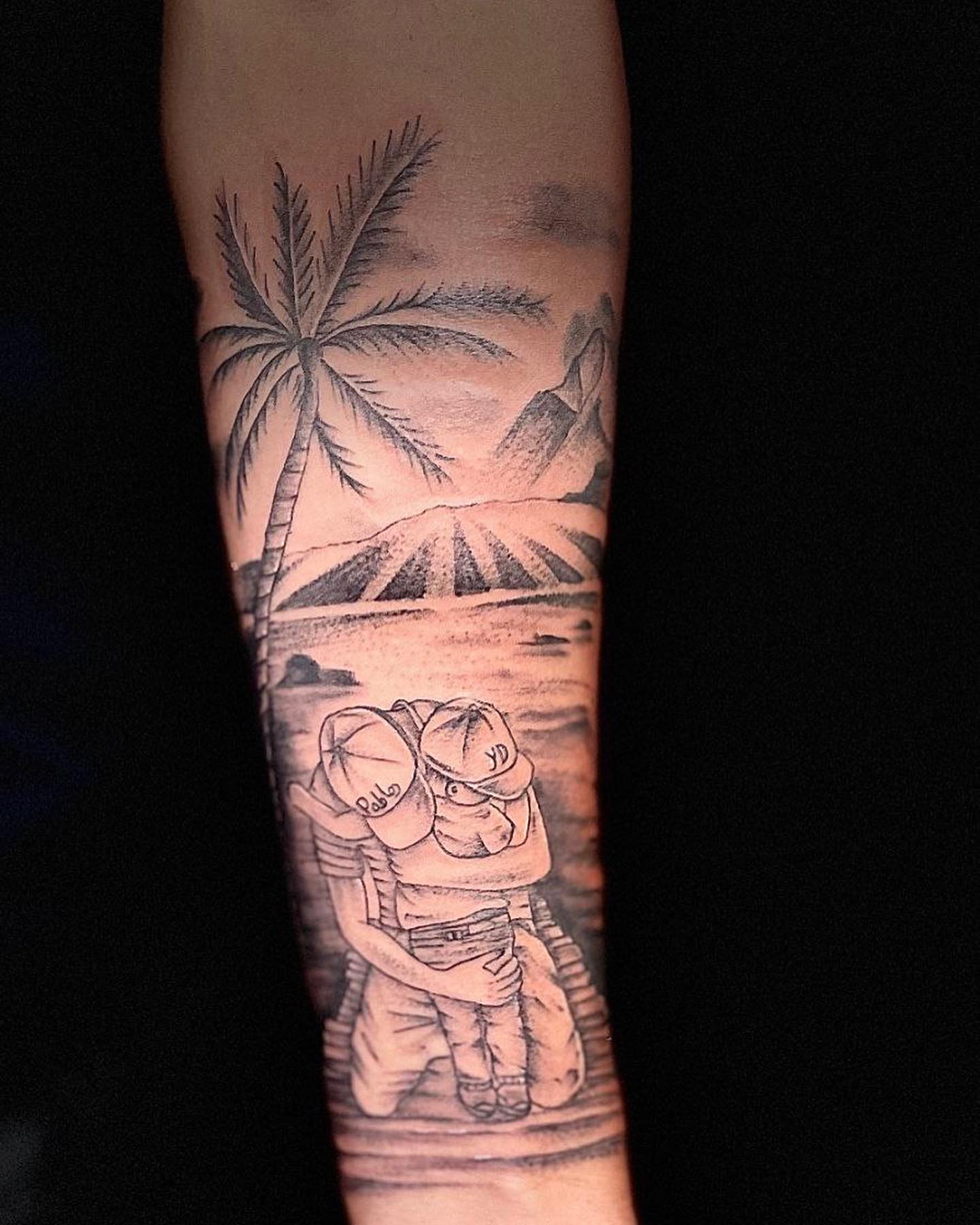 Father and Son Beach Hug Tattoo father and son tattoos tattoo