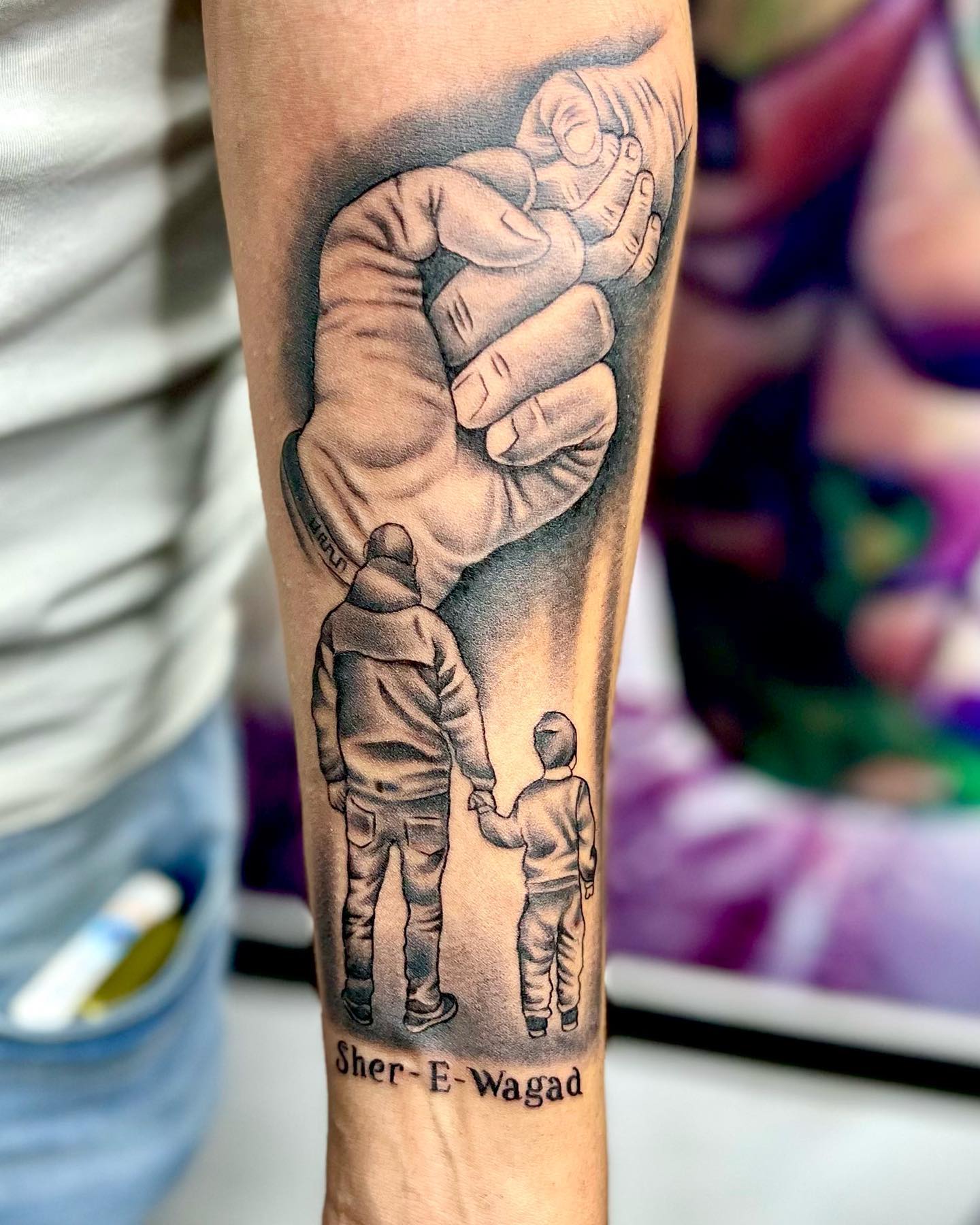 Father and Son Guiding Hand Tattoo father and son tattoos tattoo