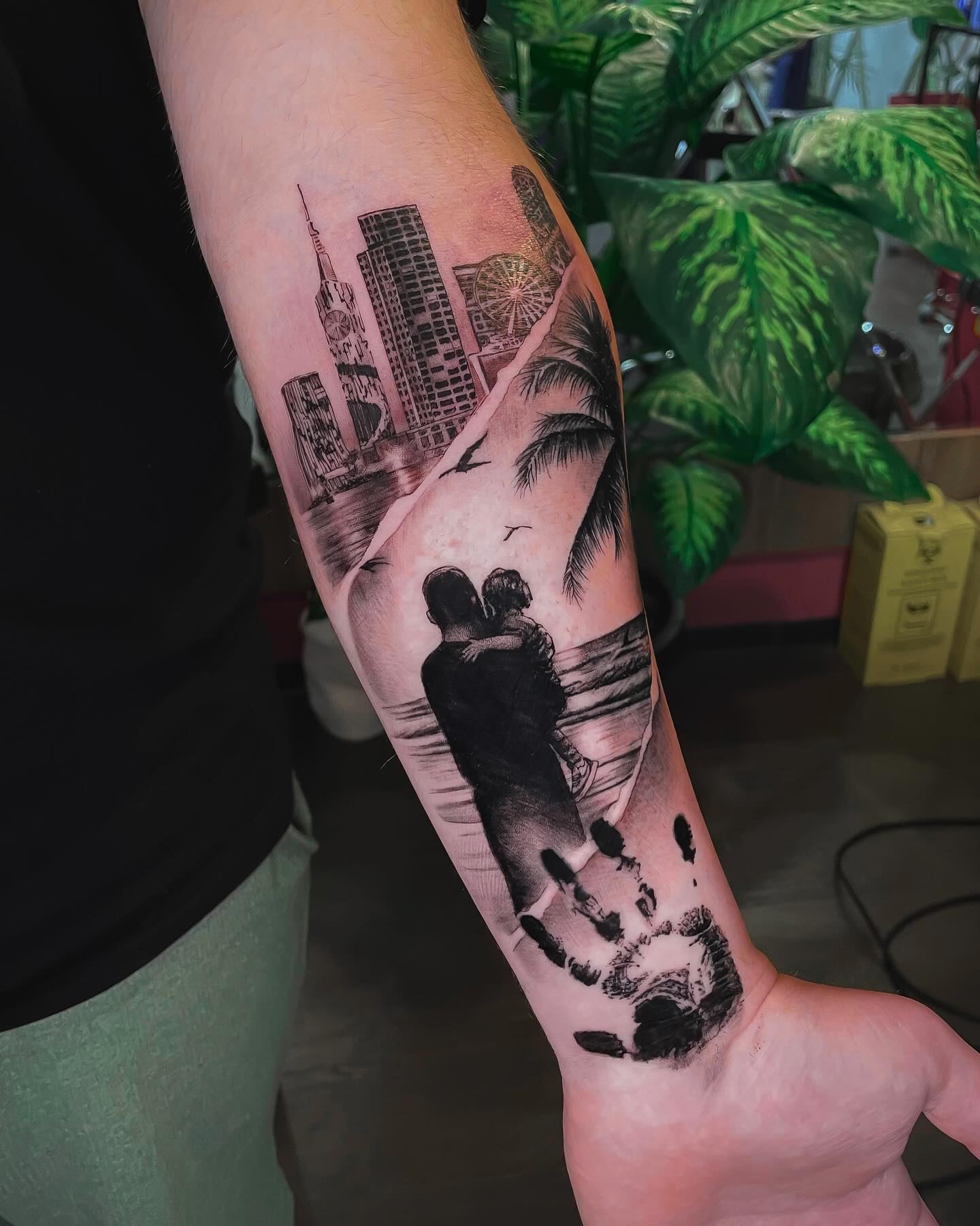 Father and Son Tattoo With Handprint father and son tattoos tattoo