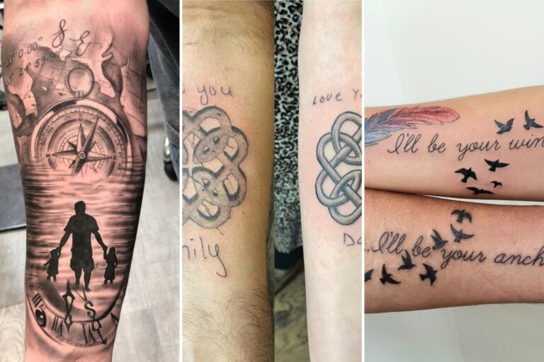 Aesthetic father daughter tattoos and delicate ink ideas collage