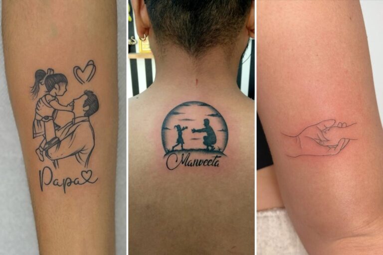 Aesthetic father daughter tattoos and delicate ink ideas collage