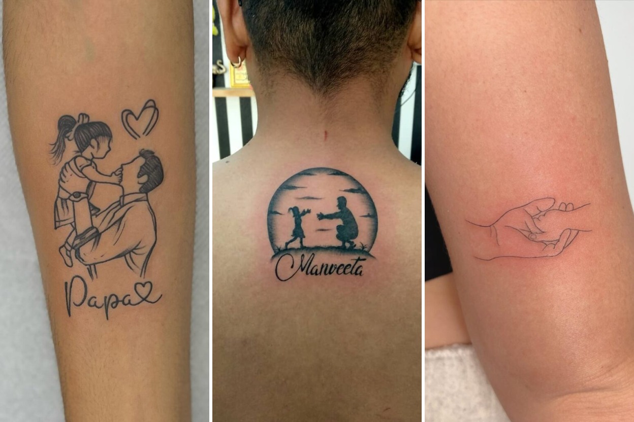 Aesthetic father daughter tattoos and delicate ink ideas collage