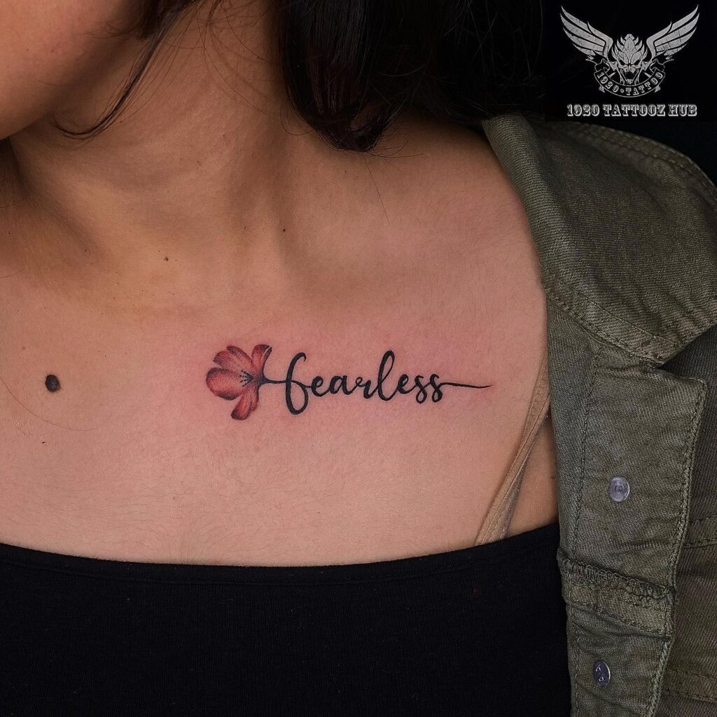 Inspirational Script Collarbone Tattoo
