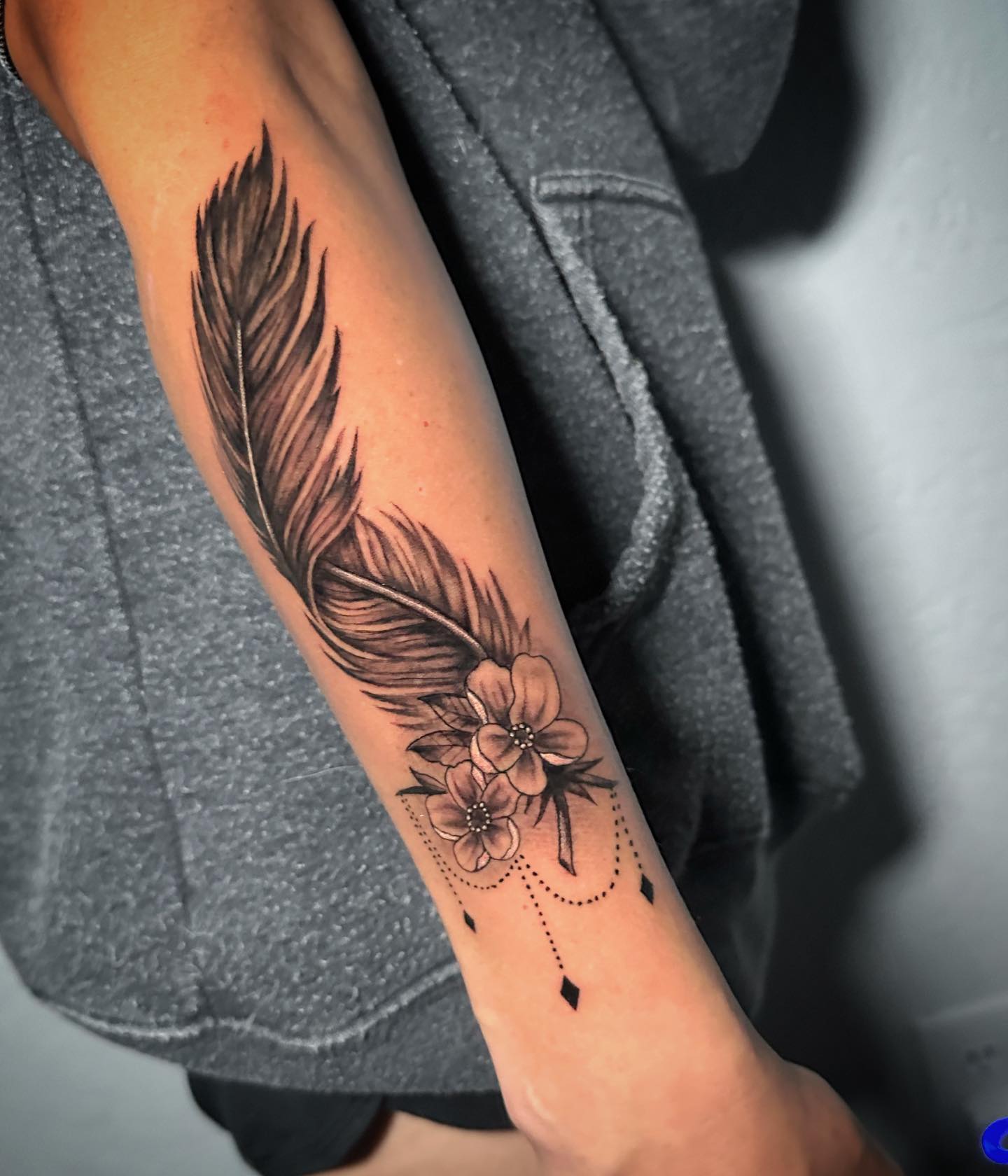 Floral Feather Tattoo