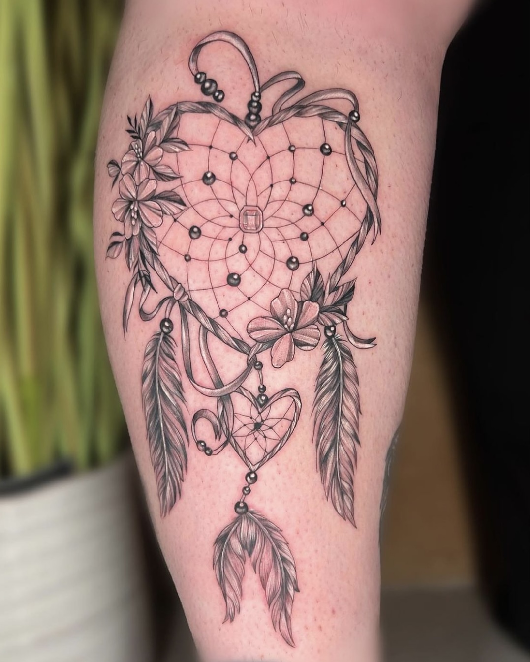 Heart Dreamcatcher Feather Tattoo