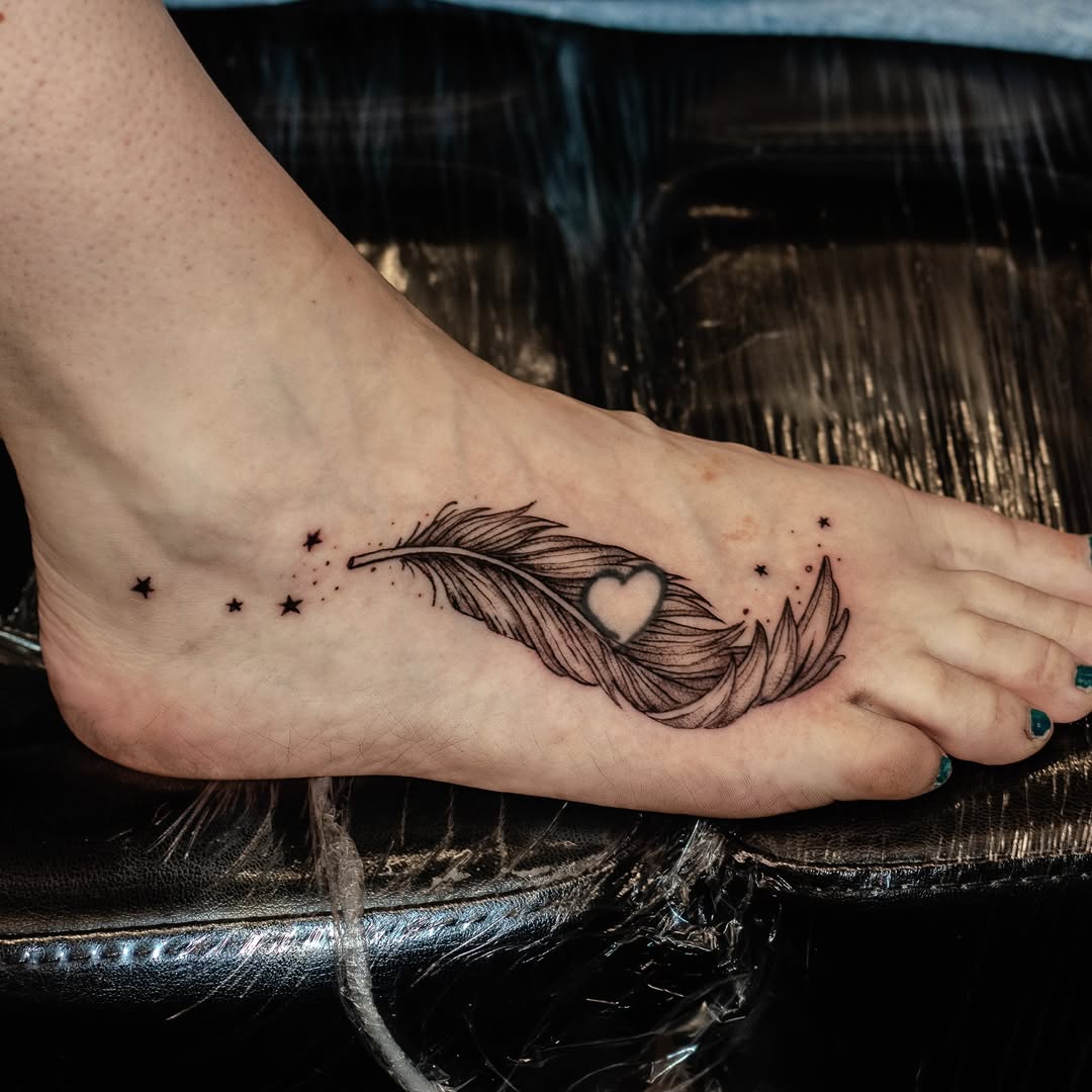 Heart Feather Tattoo