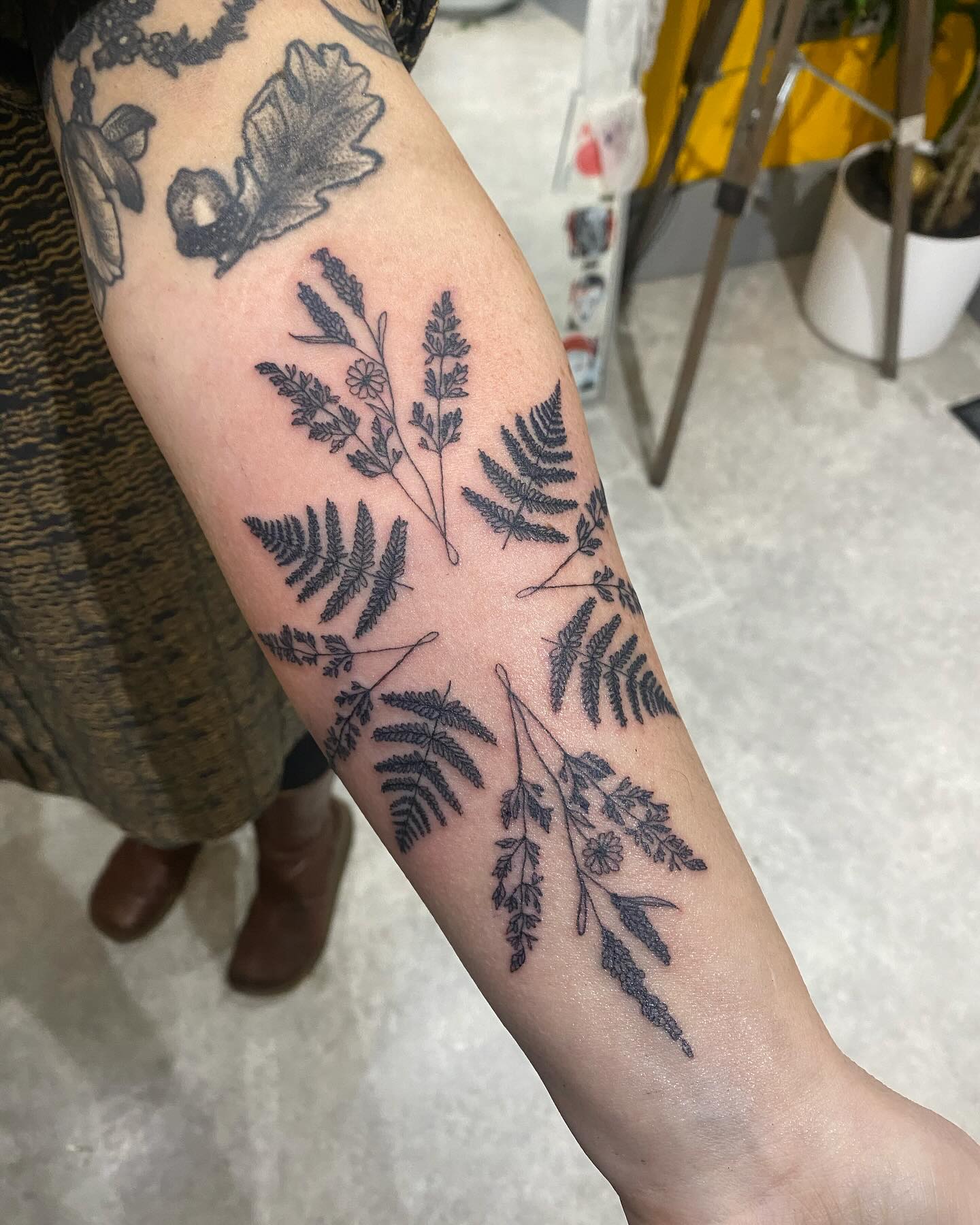 Fern, Grass, Lavender, and Daisy Tattoo nature tattoos for women tattoo