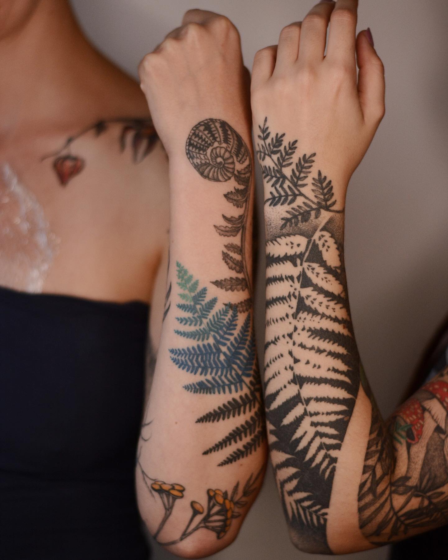 Fern Frond Sleeve Tattoo