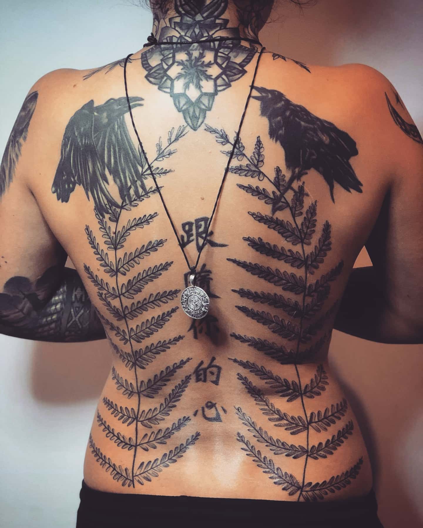 Twin Fern Back Tattoo