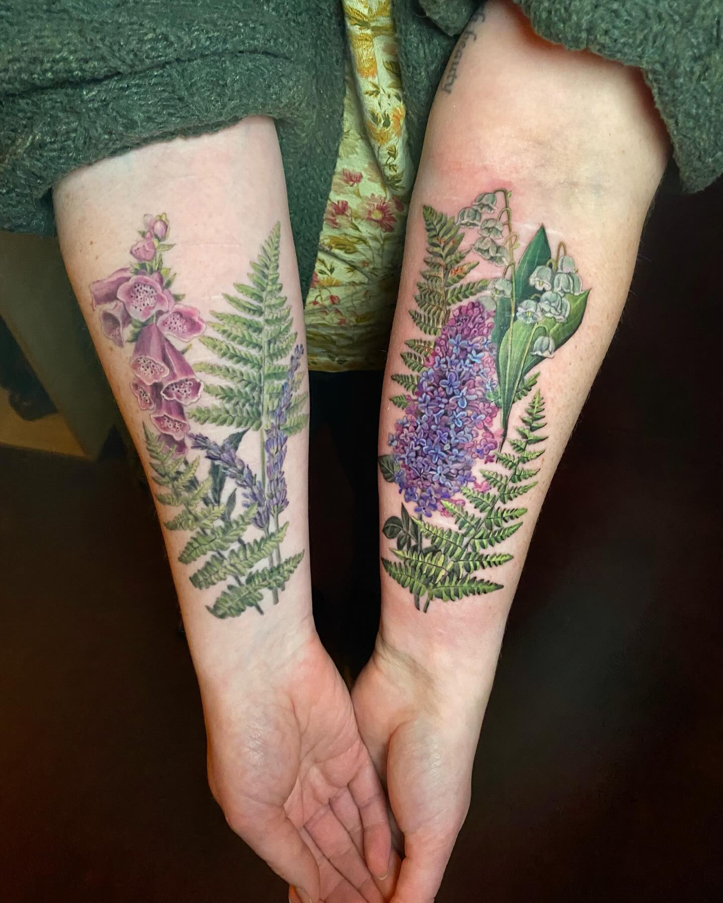 Wildflower And Fern Botanical Tattoo