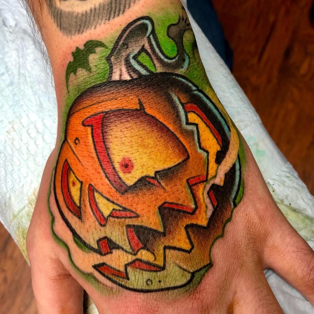 Halloween Roller Skate Jack O’ Lantern Tattoo jack o lantern tattoo ideas tattoo