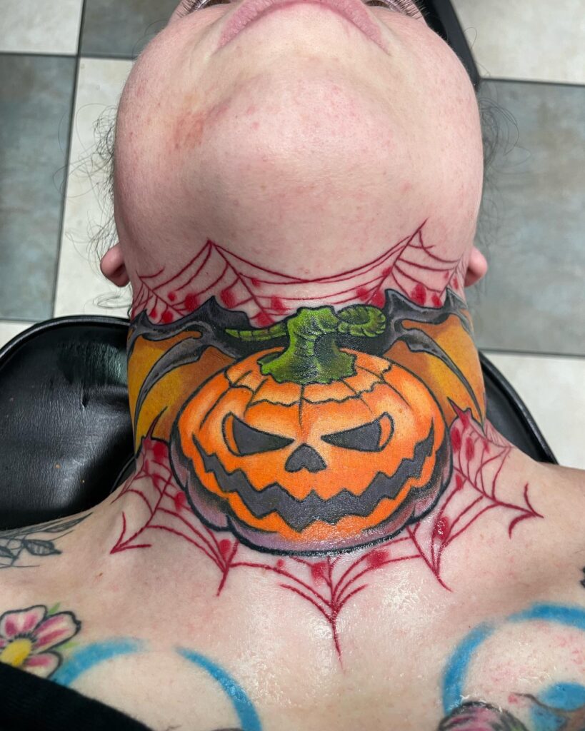 Witchy Jack O’ Lantern with Moon Tattoo jack o lantern tattoo ideas tattoo