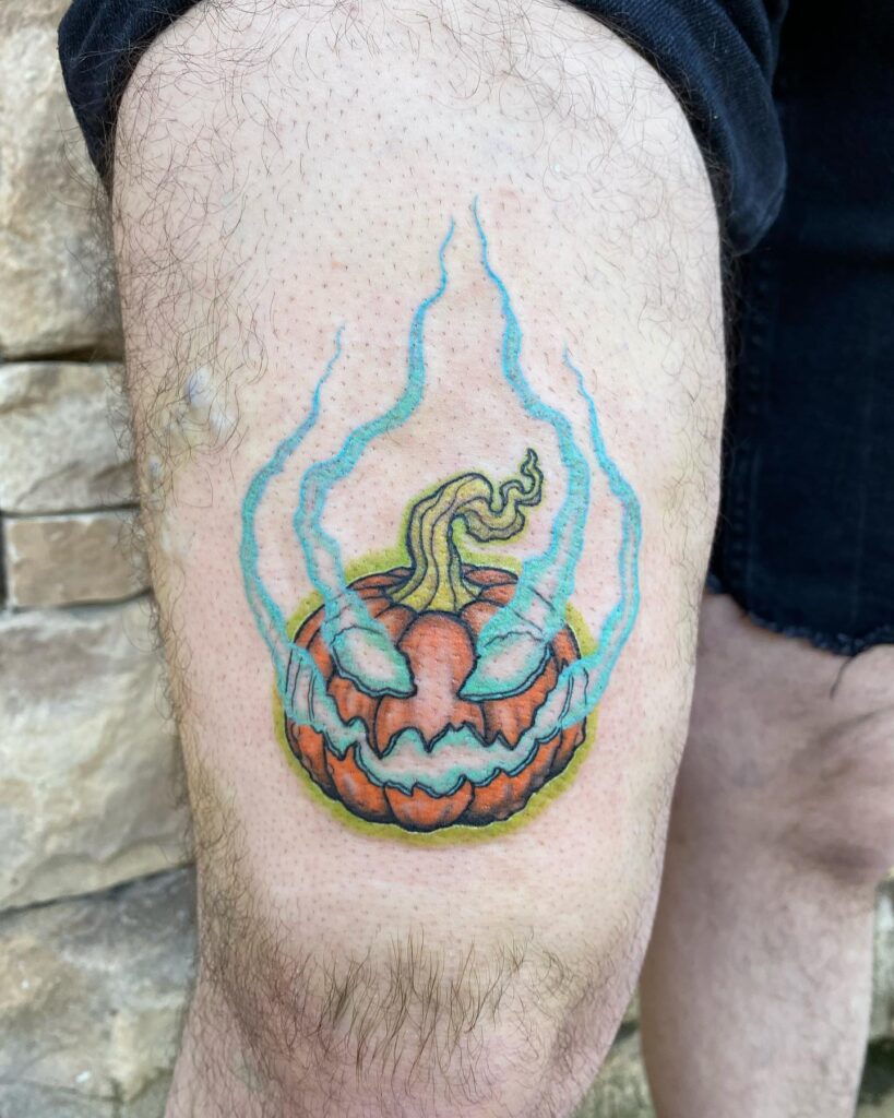 Ghost Carrying Jack O’ Lantern Tattoo jack o lantern tattoo ideas tattoo