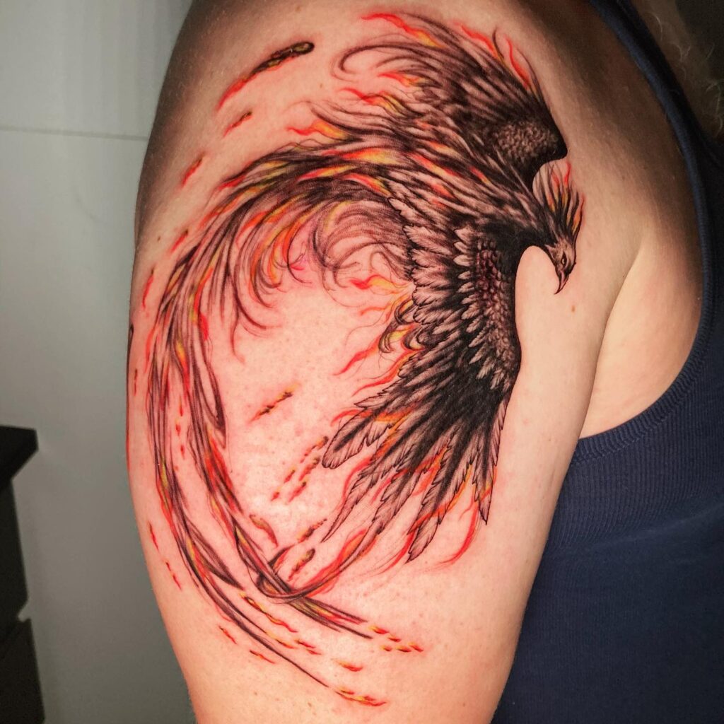 Lion Family Portrait Upper Arm Tattoo